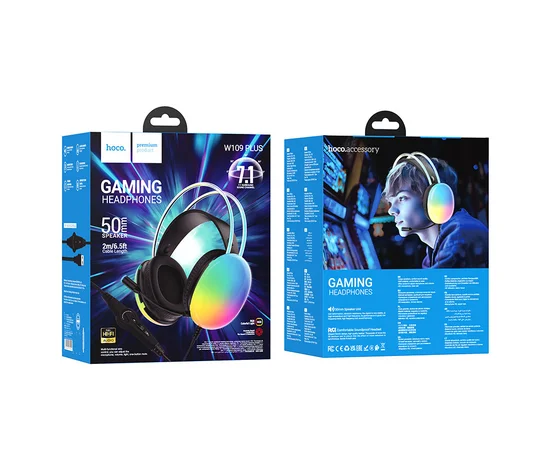 Накладні навушники Hoco W109 Plus Rich USB7.1 channel gaming Black