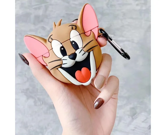 Силиконовый футляр Tom & Jerry series для наушников AirPods Pro + кольцо Джерри/Коричневый