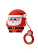 Силиконовый футляр Happy New Year с кольцом для наушников AirPods Санта / Красный