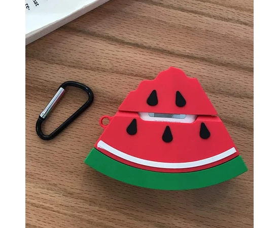 Силиконовый футляр Smile Fruits series для наушников AirPods + карабин Watermelon