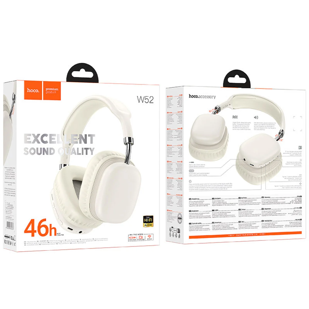 Накладні бездротові навушники Hoco W52 Wonderful Milky White