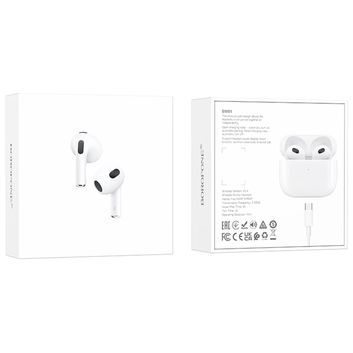 Беспроводные TWS наушники Borofone BW91 White