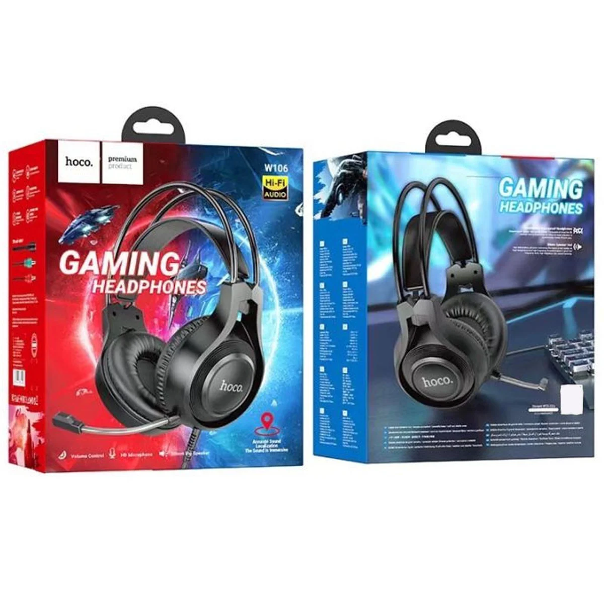 Накладные наушники Hoco W106 Tiger (3.5mm+3.5mm/1.8m) Black