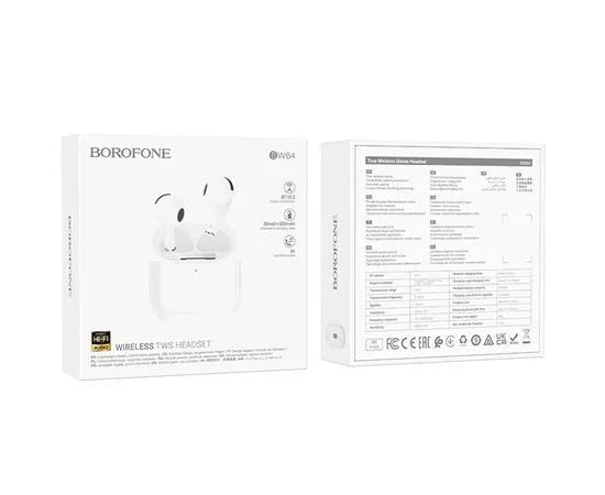 Беспроводные TWS наушники BOROFONE BW64 White