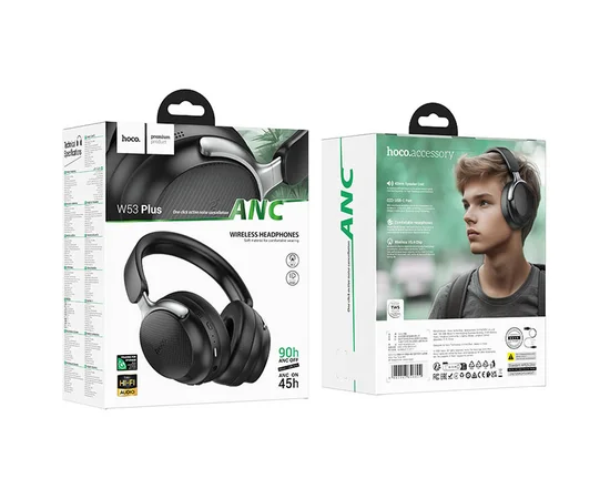 Накладные беспроводные наушники Hoco W53 Plus Tone ANC Classic Black