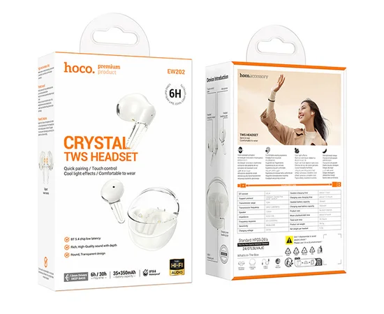 Беспроводные TWS наушники Hoco EW202 Magic Milky White