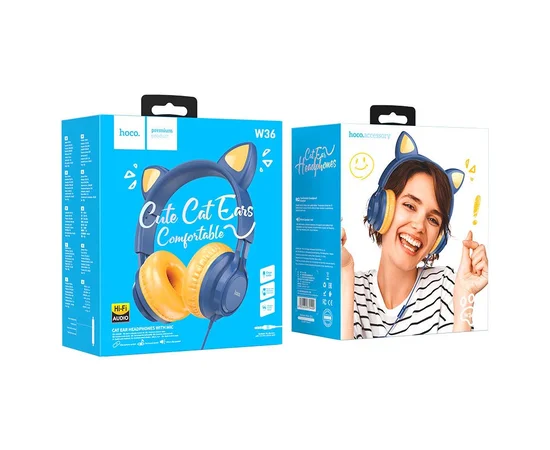 Наушники Hoco W36 Cat ear Midnight Blue