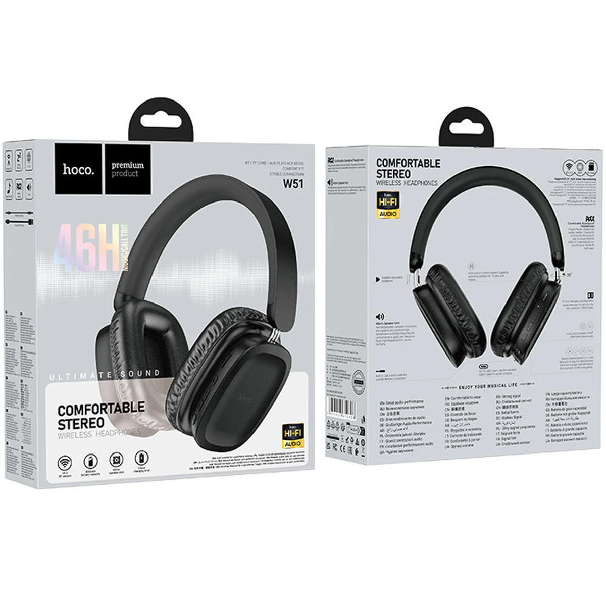 Накладні бездротові навушники Hoco W51 Delightful Black