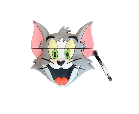 Силиконовый футляр Tom & Jerry series для наушников AirPods Pro + кольцо Том/Серый