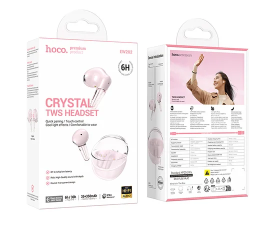 Бездротові TWS навушники Hoco EW202 Magic Pink