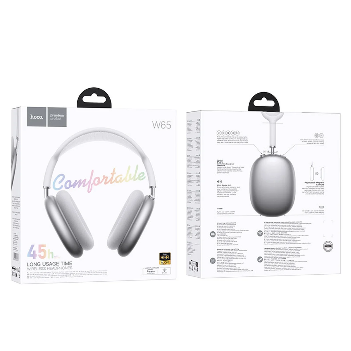 Накладні бездротові навушники Hoco W65 Happy Silver