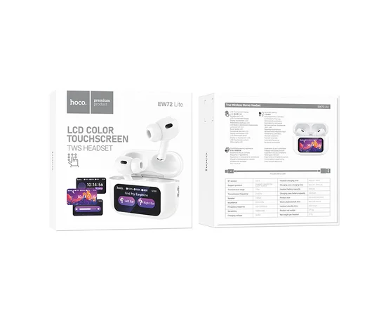 Беспроводные TWS наушники Hoco EW72 Lite Soar with Touch Screen White