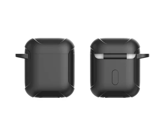Силиконовый футляр Armor с карабином для Airpods Черный