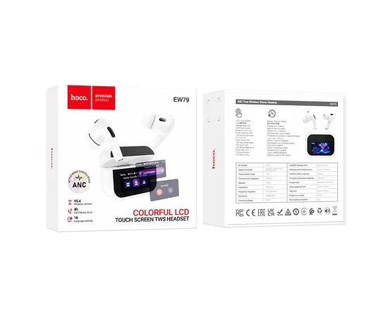 Беспроводные TWS наушники Hoco EW79 Bright with Touch Screen ANC White