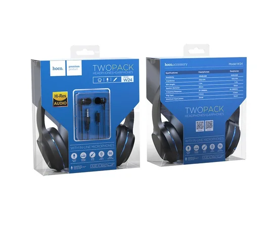 Проводная гарнитура Hoco W24 Черно - синий