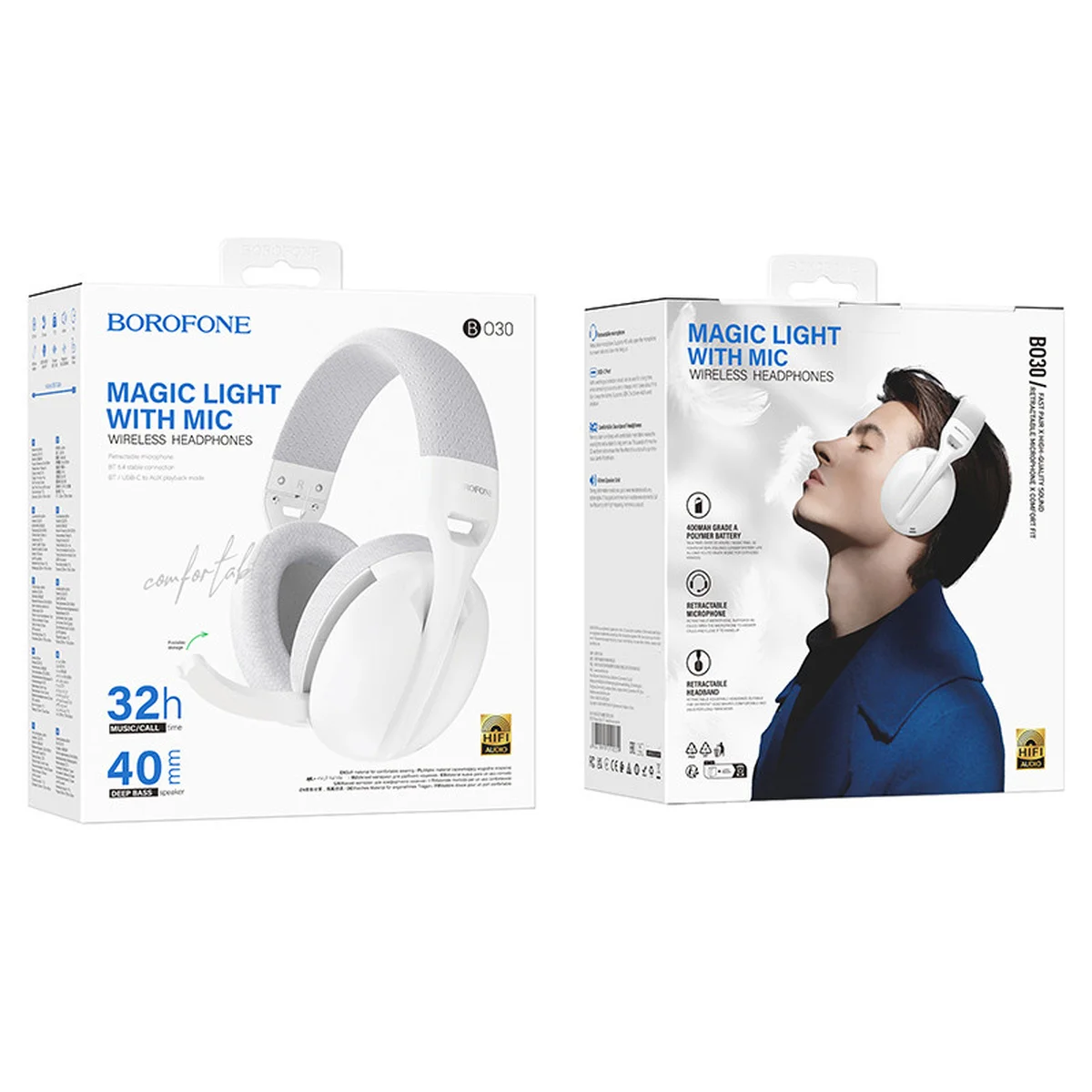 Накладні бездротові навушники BOROFONE BO30 Magic light White