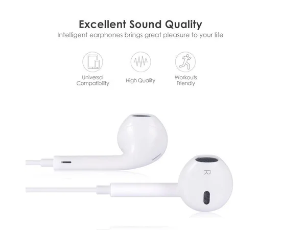 Гарнитура EarX для Apple iPhone с регулировкой громкости, разъём Lightning, (box) Белый