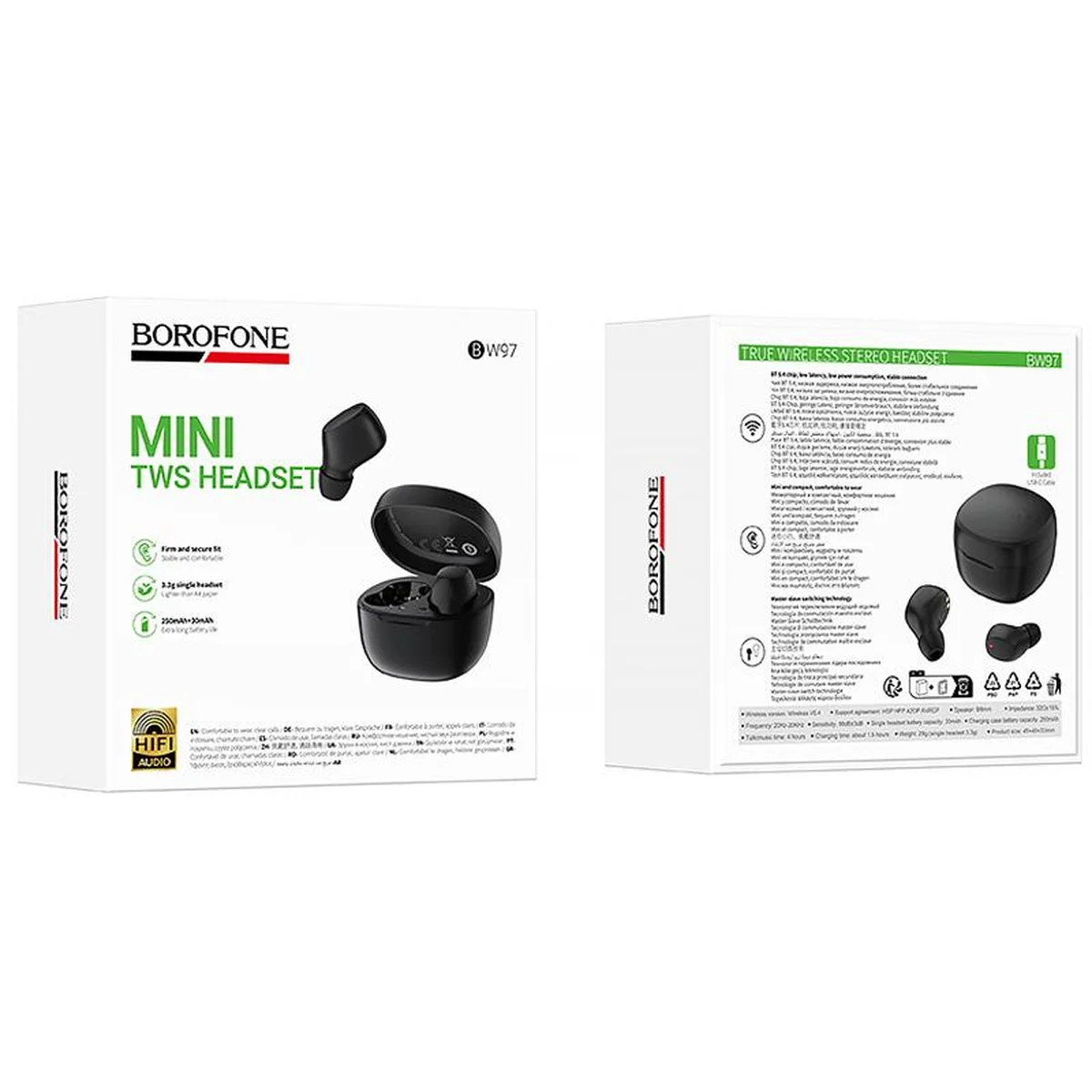 Беспроводные TWS наушники Borofone BW97 Clear Black