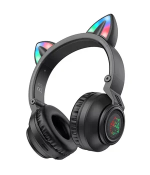 Bluetooth навушники BOROFONE BO18 Cat ear Чорний