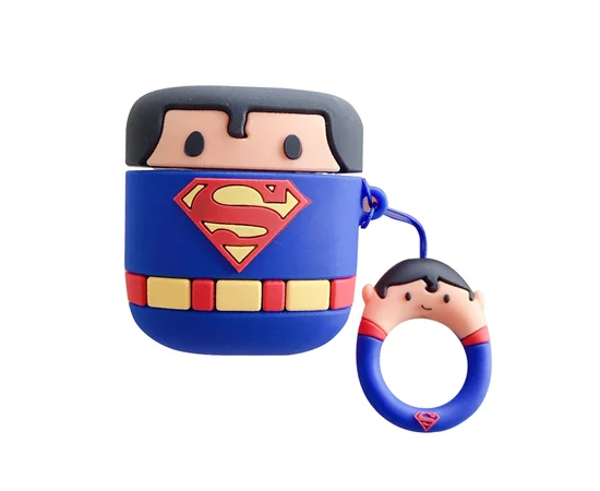 Силіконовий футляр Marvel & DC series для навушників AirPods2 + кільце Супермен / Синій