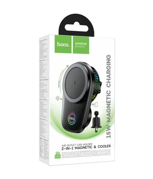 Автотримач із БЗУ Hoco HW36 Electric 15W with cooler (air outlet) Black