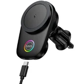 Автодержатель с БЗУ Hoco HW36 Electric 15W with cooler (air outlet) Black