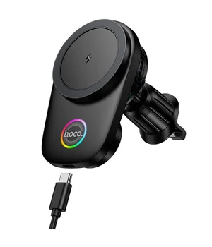 Автотримач із БЗУ Hoco HW36 Electric 15W with cooler (air outlet) Black