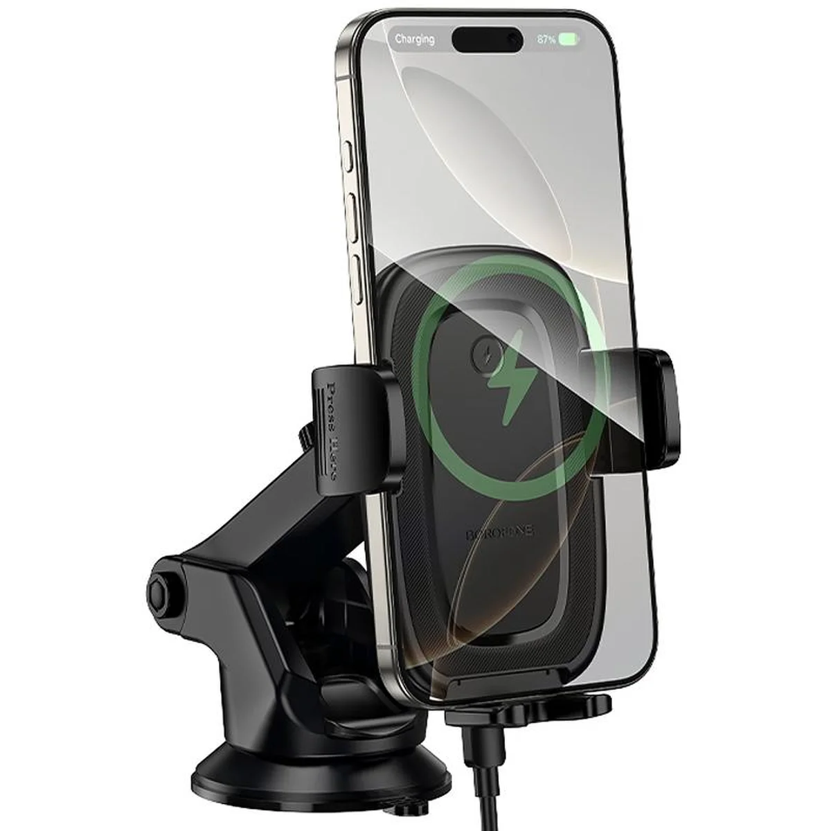 Автодержатель с БЗУ Borofone BH223 Follower 15W (center console) Black