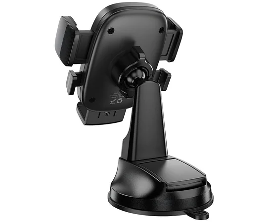 Автодержатель Hoco H76 Crown one-button (center console) Black / Metal gray