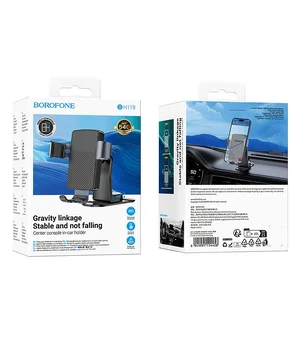 Автоутримувач Borofone BH119 Refined (center console) Black / Metal grey
