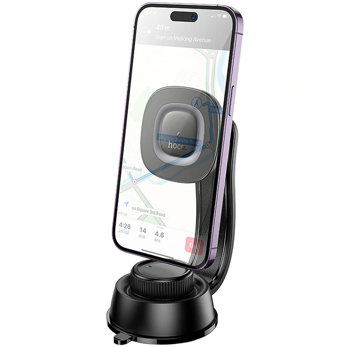 Автодержатель с БЗУ Hoco HW31 Crown Magnetic Wireless Charging 15W Black / Metal gray