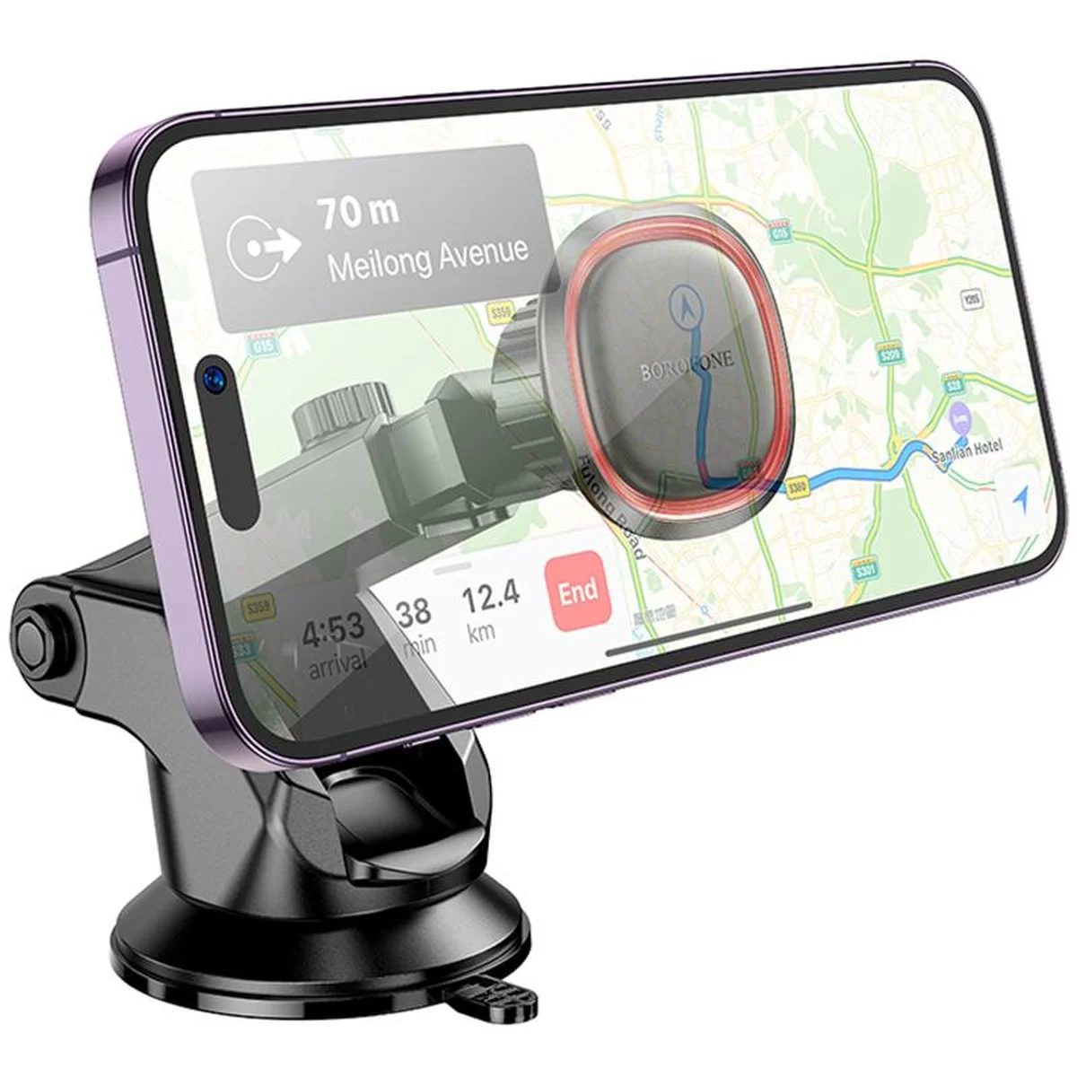 Автоутримувач Borofone BH125 Roman magnetic (center console) Black / Red