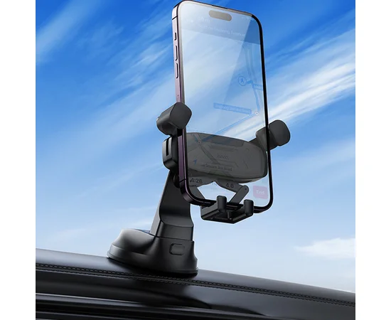 Автодержатель Hoco H67 Gamble gravity linkage (center console) Black