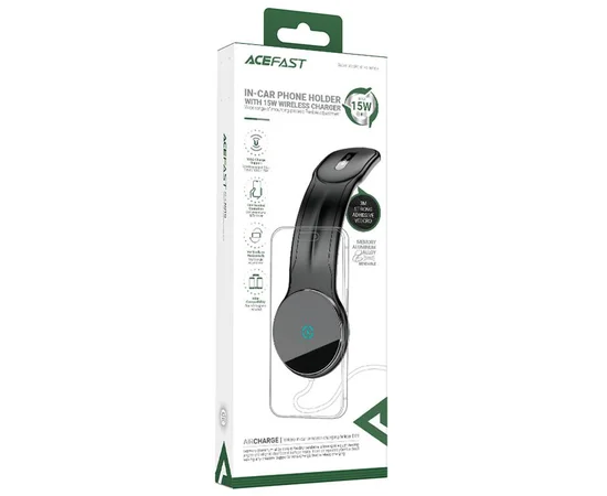 Автодержатель с БЗУ Acefast D21 Magnetic Wireless Charging 15W Black