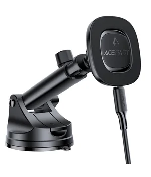 Автоутримувач із БЗУ Acefast D47 Magnetic Charging 15W (center console) Black