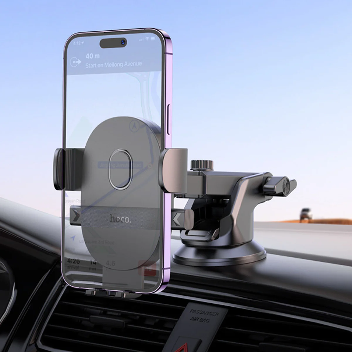 Автодержатель Hoco H19 Mighty one-button (center console) Black