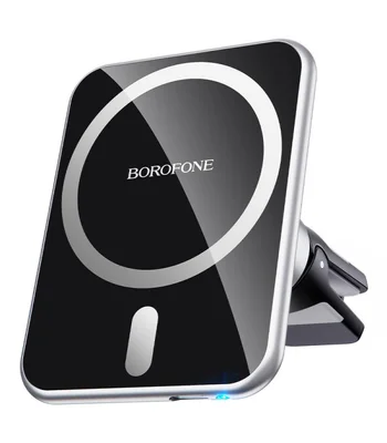 Автотримач із БЗУ Borofone BH43 Magnetic 15W Black steel