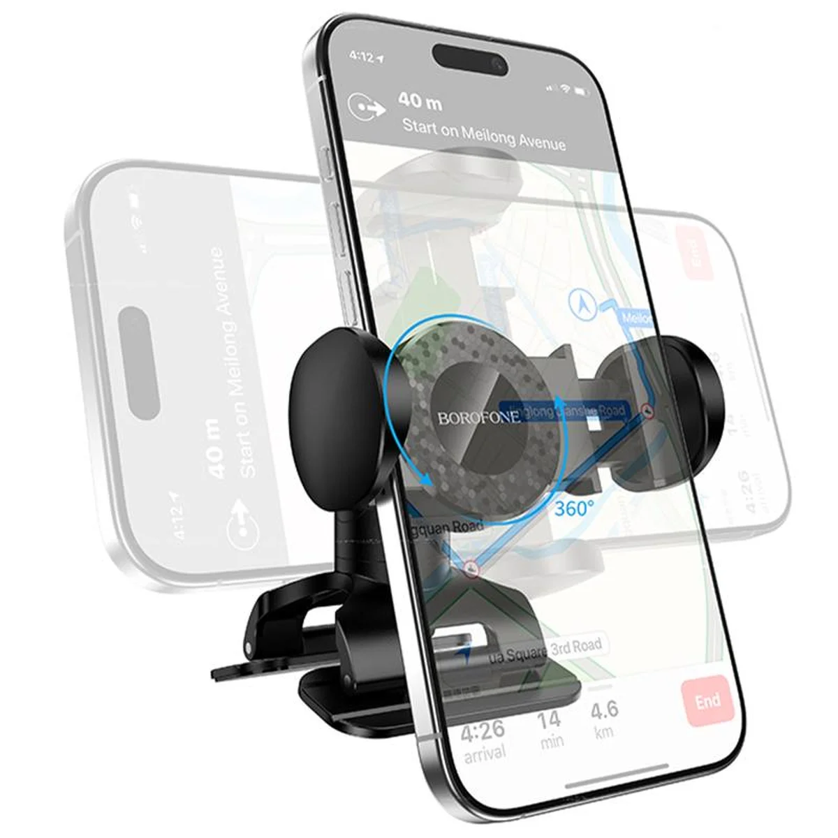 Автодержатель Borofone BH142 Support pull clip (center console) Black