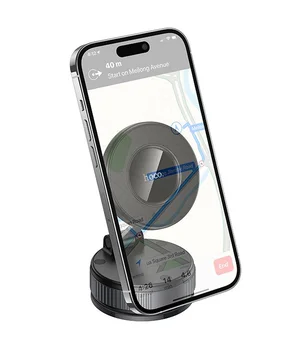 Автотримач Hoco H86 Dragon manual suction cup magnetic (universal) Black / Metal gray