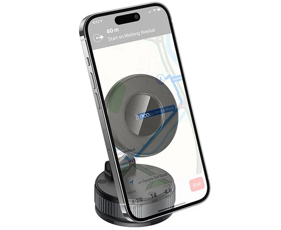 Автодержатель Hoco H86 Dragon manual suction cup magnetic (universal) Black / Metal gray