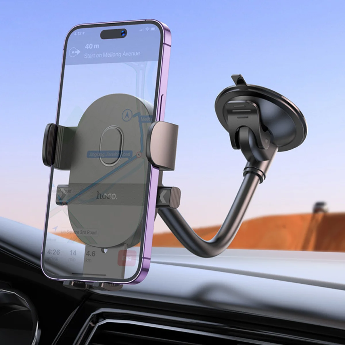 Автодержатель Hoco H20 Mighty one-button (windshield) Black