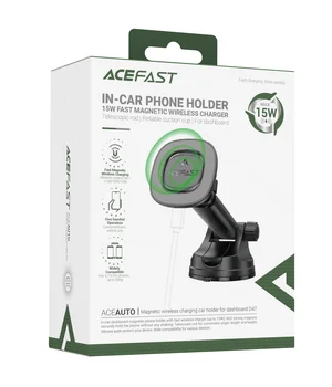 Автоутримувач із БЗУ Acefast D47 Magnetic Charging 15W (center console) Black