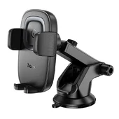 Автоутримувач із БЗУ Hoco HW32 Crown push-type (center console) Black / Metal gray