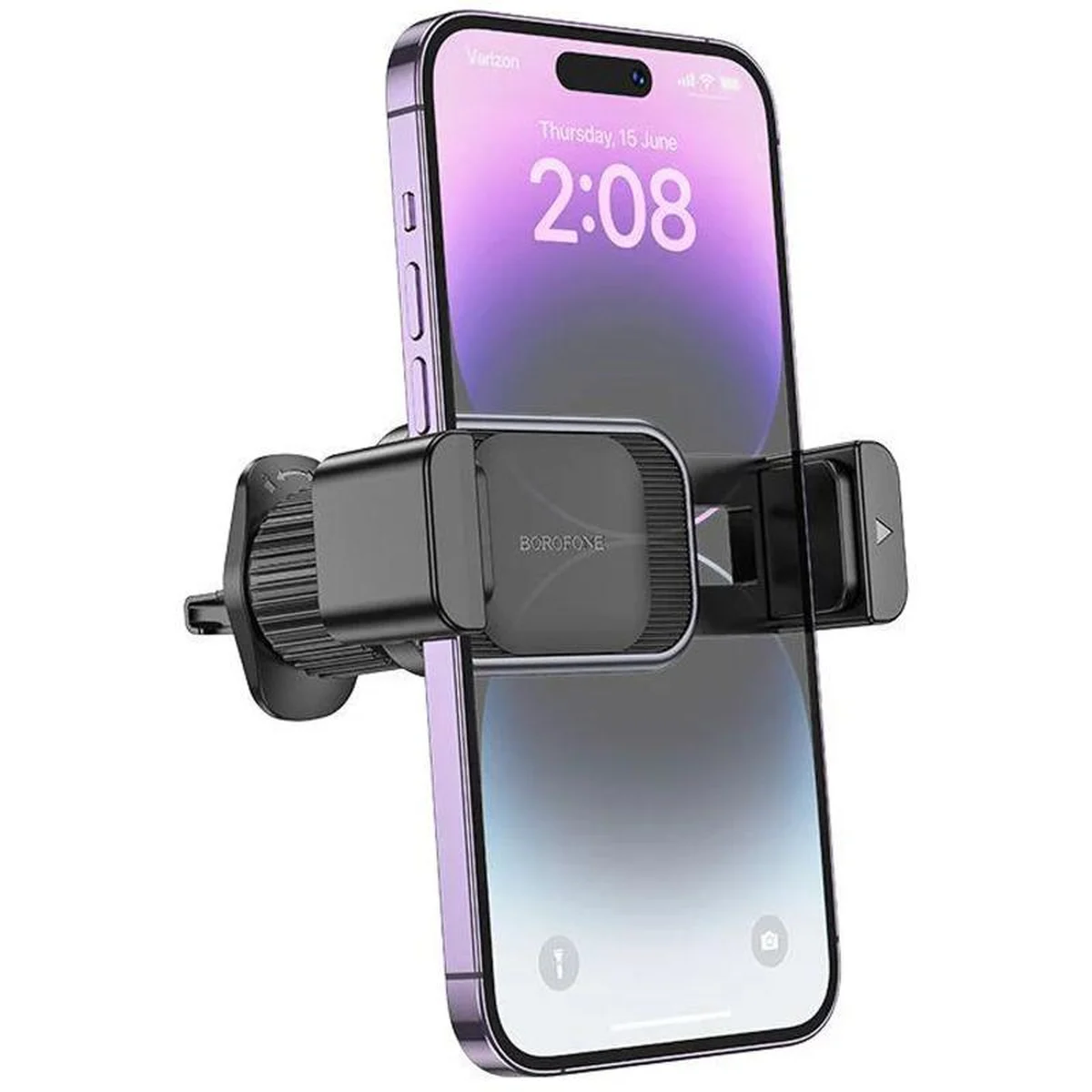 Автодержатель Borofone BH106 Ascend pull clip (air outlet) Black / Metal gray