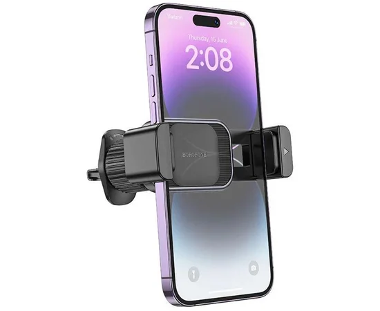 Автодержатель Borofone BH106 Ascend pull clip (air outlet) Black / Metal gray