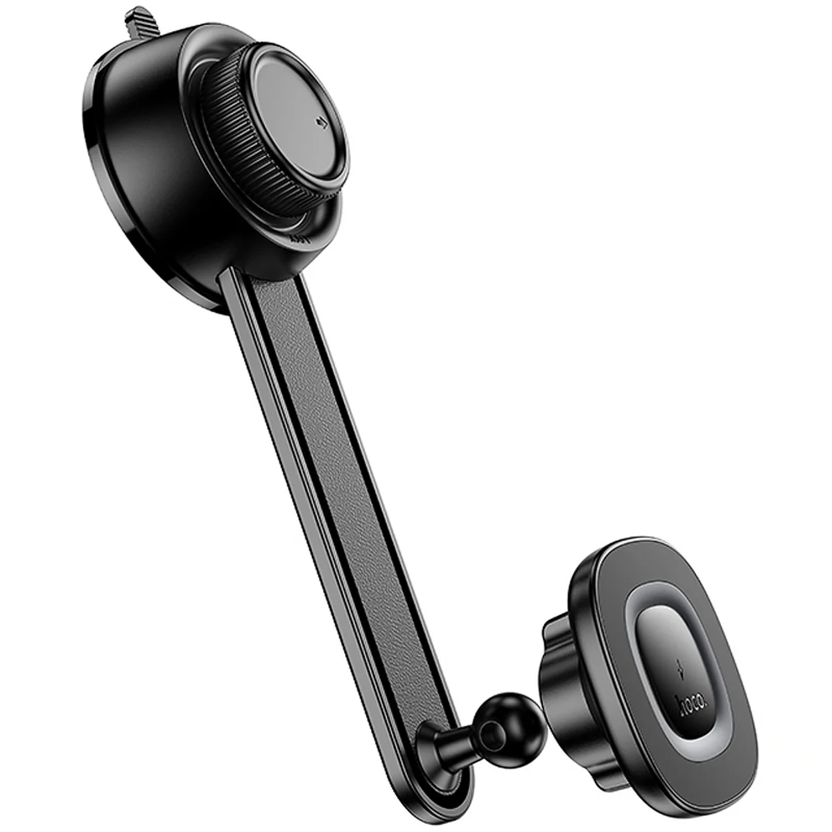 Автодержатель с БЗУ Hoco HW31 Crown Magnetic Wireless Charging 15W Black / Metal gray