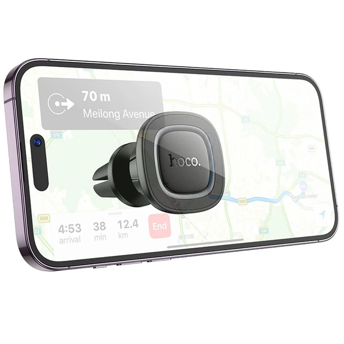 Автоутримувач Hoco H72 Crown magnetic (air outlet) Black / Metal grey