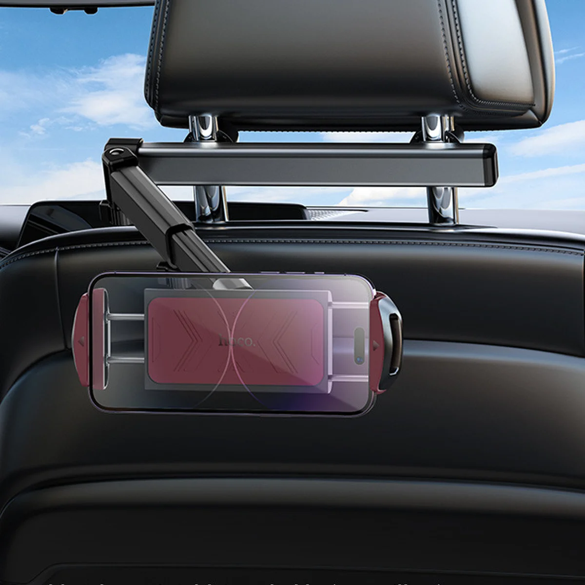 Автотримач Hoco H69 Gamble telescopic на підголівник Black/Red