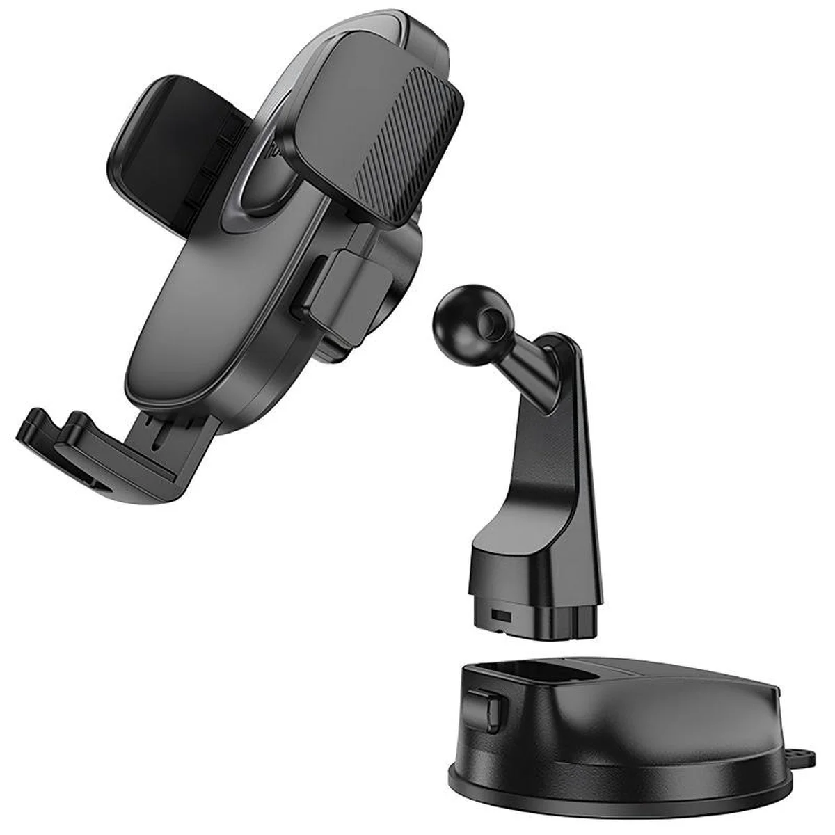 Автоутримувач Hoco H76 Crown one-button (center console) Black / Metal gray