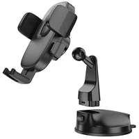 Автоутримувач Hoco H76 Crown one-button (center console) Black / Metal gray